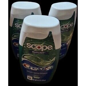 SET OF 3 ~ Crest Plus Scope Outlast Toothpaste ~ MINTY FRESH Liquid Gel 4.6 oz.